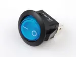 slēdzis ar fona apgaismojumu apaļš zils 12 v 20 a