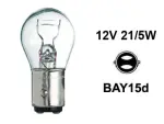 Spuldze ar metāla pamatni 12v p21/5w, bay15d