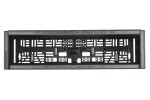 numura zīmes rāmis (augstums: 163mm, platums: 584mm, biezums: 31,5/58mm, ar atstarotāju - balts, 12/24v, kabeļa garums 200mm)