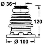 Piedziņas vārpstas putekļu vāks 36 x 100 x 120