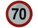 uzlīmes ātruma ierobežojuma zīme ir 70 km/h